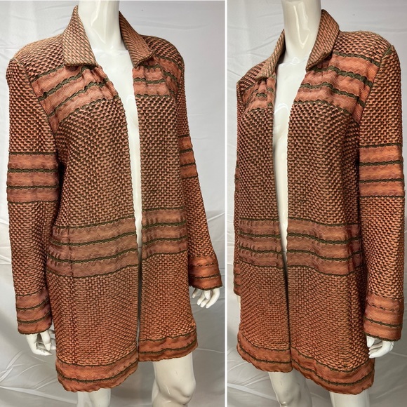 Pepa Pombo handmade copper woven open draped long jacket - Picture 4 of 15